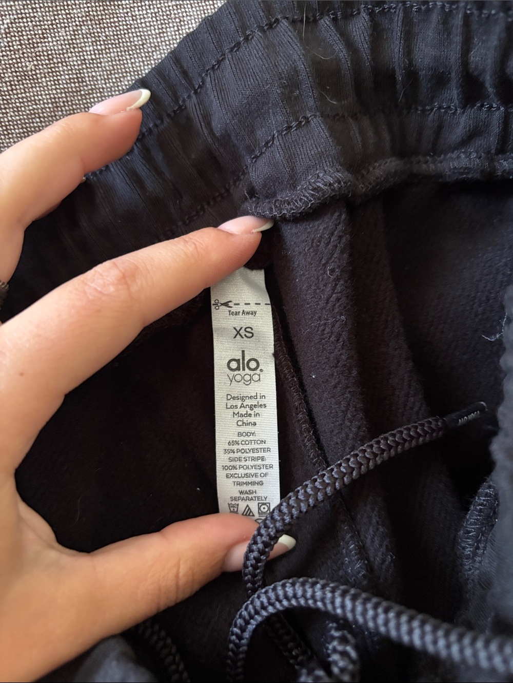 ALO Yoga Black Snap-Detail Track Pants - Picture 2 of 3